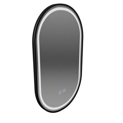 LED Touch Mirror Emporar Defog System 50x100 cm Black Frame