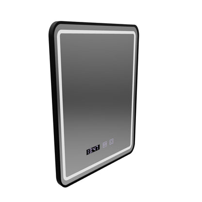 Karl Touch LED Mirror with Defog System, Clock and Temperature 50x70 cm Brushed Black Frame