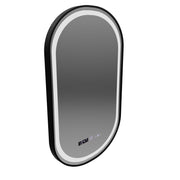 LED Mirror Helmut Sensor De-fogging System, Clock and Temperature 50x90 cm Black Frame Brushed Marcello Funghi