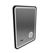 Ulrich Touch LED Mirror Defog System, Clock and Temperature 60x80 cm Brushed Black Frame Cosmetic Magnifier