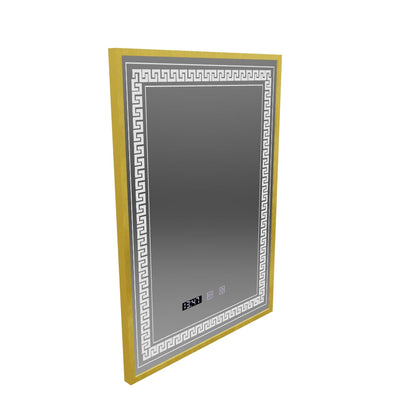 Bruno Touch LED Mirror with Defog System, Clock and Temperature 60x80 cm Brushed Silver Frame