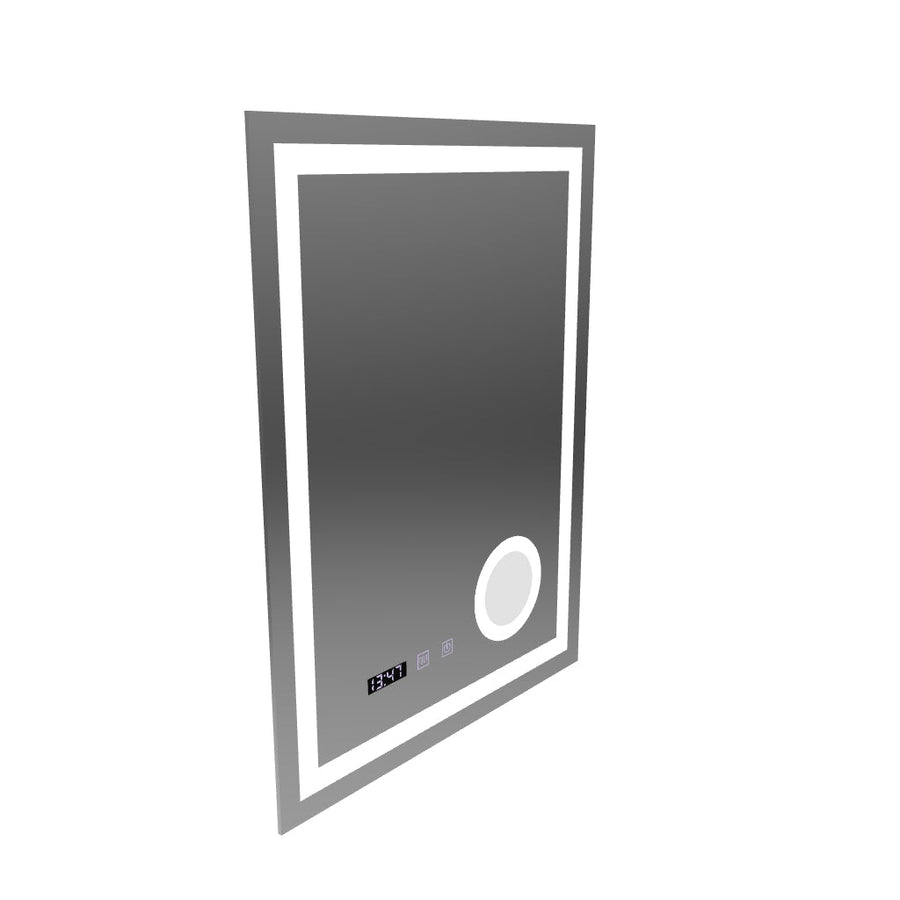 Manfred Touch LED Mirror Defog System, Clock and Temperature 60x80 cm Cosmetic Magnifier