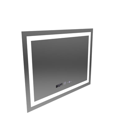 The rectangular LED Mirror 80x60cm Verite MotionGlow Marcellow Dimable Clock Deframenting System