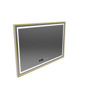Mirror LED rectangular 100x65cm Verite Royale Gold Motion Glow Marcello Clock Defrition System & Dimable Thermometer