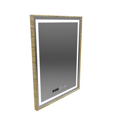 Mirror LED rectangular 60x80cm Verite Royale Gold Motionglow Marcello Dimable Clock Defrosting System