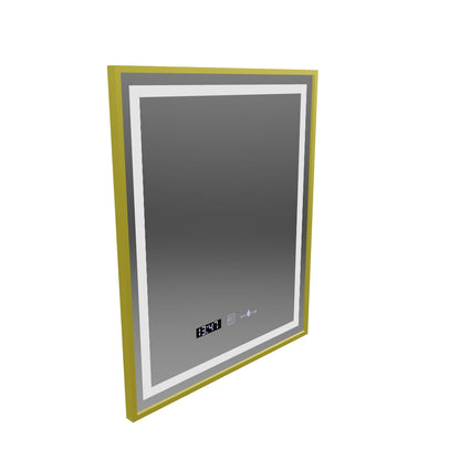 Mirror LED rectangular 75x90cm Verite Royale Gold Motionglow Marcello Dimable Clock Defrosting System