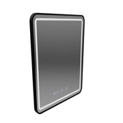Gerhard Touch LED Mirror with Defog System, Clock and Temperature 60x80 cm Brushed Black Frame