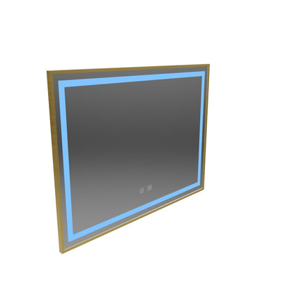 Kalahiri Touch LED Mirror, 80x60 cm, Defog function, Brushed Gold Frame