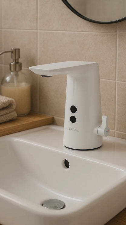 Basin Mixer with Sensor, Sanitary Brass, White, RW-190WH