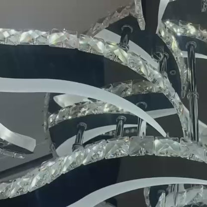 Meibes LED Chandelier with Remote Control, 300W, Dimmable, Chrome