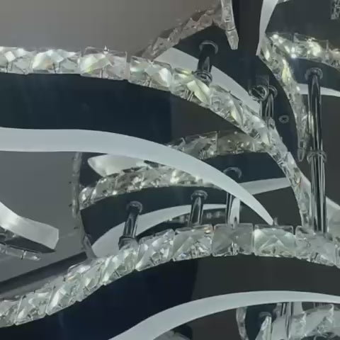 Meibes LED Chandelier with Remote Control, 300W, Dimmable, Chrome