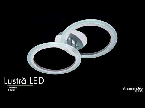 LED Chandelier with Remote Control BETTY, 28W, 2 Circles, Cold/Warm/Neutral Light, Dimmable, White 