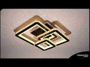NOVA Quadria LED Chandelier with Crystals, 3 Light Sources, RGB, with Remote Control, 154W, Black &amp; Stainless Steel