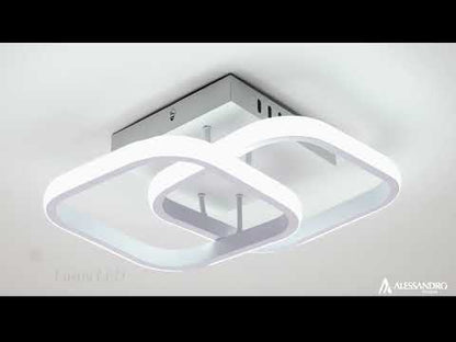 LED Chandelier VERTEX Matrix Overlapping Rhombuses, Metal Frames, 11W, 2 Rhombuses, Cold/Warm/Neutral Light, White