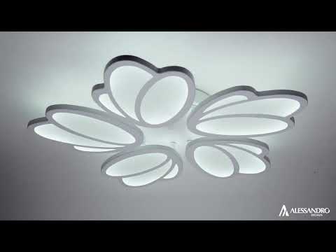 LED Chandelier with Remote Control TULIP, 73W, 5 Petals, Cold/Warm/Neutral Light, Dimmable, White 
