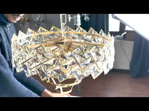 WINDSOR Nobile Crystal Chandelier 5xE27, Diameter 40cm, Shiny Gold, Adjustable Height