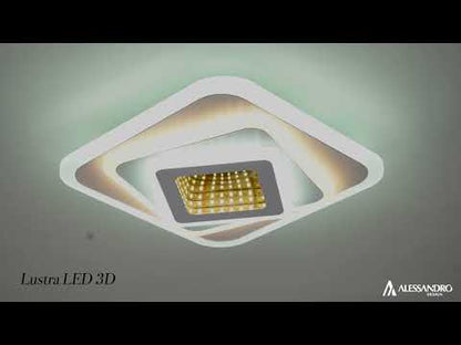 NEXA LED Chandelier Square 3D, 36W, White, Cold/Warm/Neutral Light