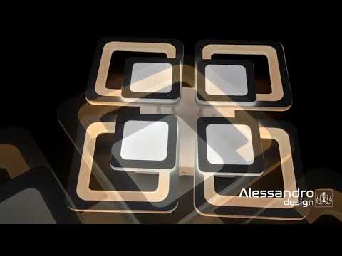 LED Chandelier with Remote Control SUSAN, 77W, 4 Squares, Cold/Warm/Neutral Light, Dimmable, White 