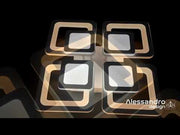 LED Chandelier with Remote Control SUSAN, 77W, 4 Squares, Cold/Warm/Neutral Light, Dimmable, White 