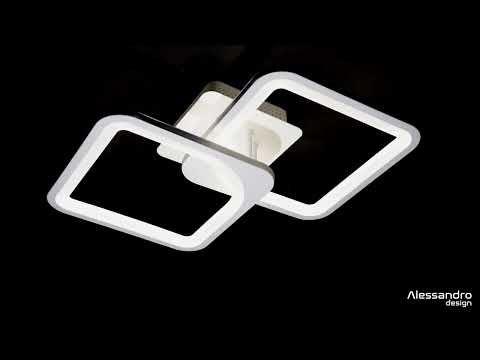 LED Chandelier with Remote Control, ZOE, 2 Squares, 39W, Cold/Warm/Neutral Light, Dimmable, White 