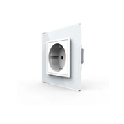 Simple Schuko socket, screwless terminals, with glass frame, White, Livolo