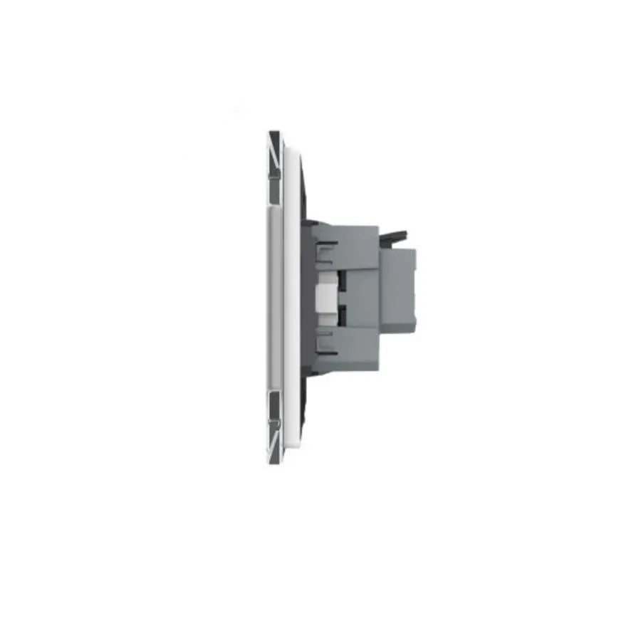 Simple Schuko socket, screwless terminals, with glass frame, Gold, Livolo