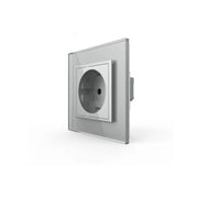 Simple Schuko socket, screwless terminals, with glass frame, Grey, Livolo