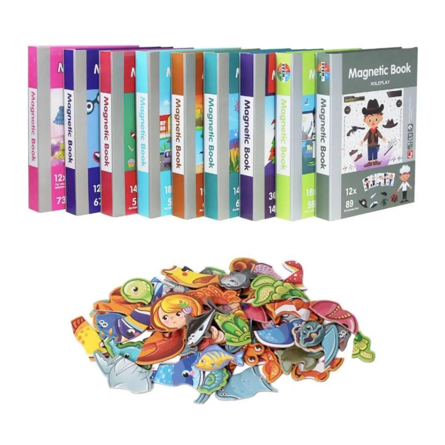Magnetic Book Puzzle with Princess of the Seas, 61 Pieces and 14 Cards, Multicolor