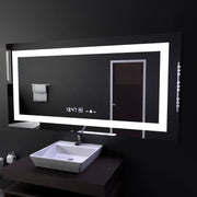 Rectangular LED Mirror 120x60cm Verite Motionglow Marcellow Dimable Clock Defrosting System