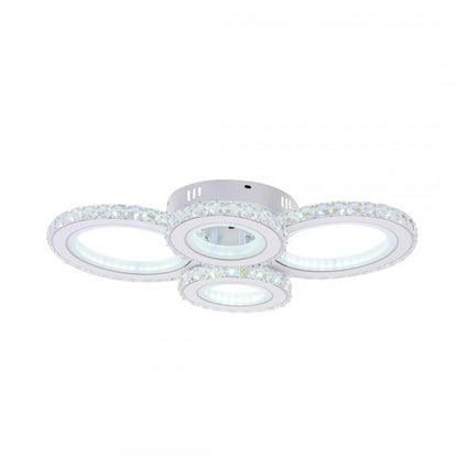 LED chandelier with remote control and crystal NOVA ROTONDA RGB 86W, 4 Circles, Cold/Warm/Neutral light, Dimmable, White