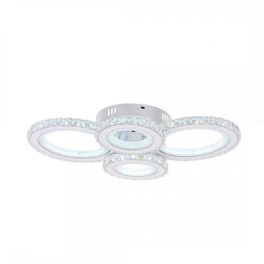 LED chandelier with remote control and crystal NOVA ROTONDA RGB 86W, 4 Circles, Cold/Warm/Neutral light, Dimmable, White