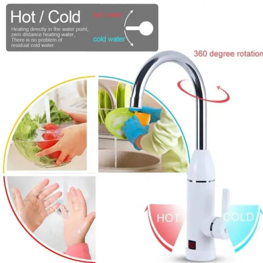 Instant Electric Hot Water Faucet, LCD Display, White, LZ-501X