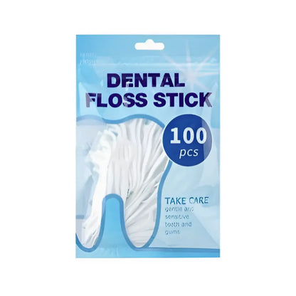 Set of 100 dental floss toothpicks