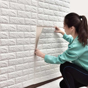 Set of 10x 3D self-adhesive wallpaper White Bricks made of soft foam, 70cm x 77cm x 2 mm