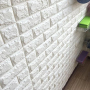 Set of 10x 3D self-adhesive wallpaper White Bricks made of soft foam, 70cm x 77cm x 2 mm
