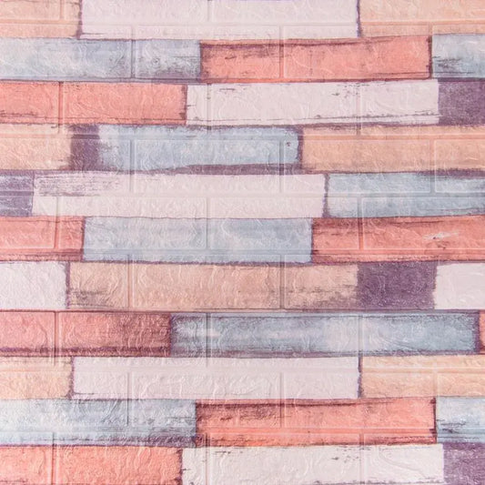 Set of 10x 3D self-adhesive wallpaper Multicolor bricks made of soft foam, 77cm x 70cm x 6mm