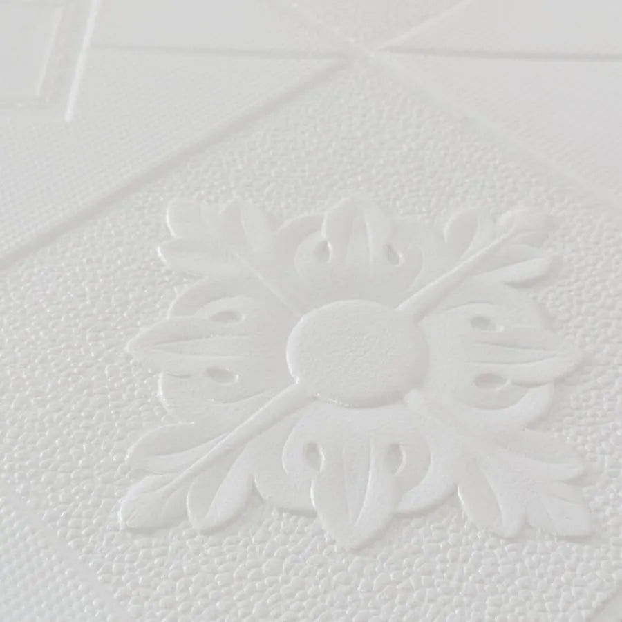 Set of 10x 3D Self-Adhesive Soft Foam Wallpaper, 70cmx70cmx2mm, White