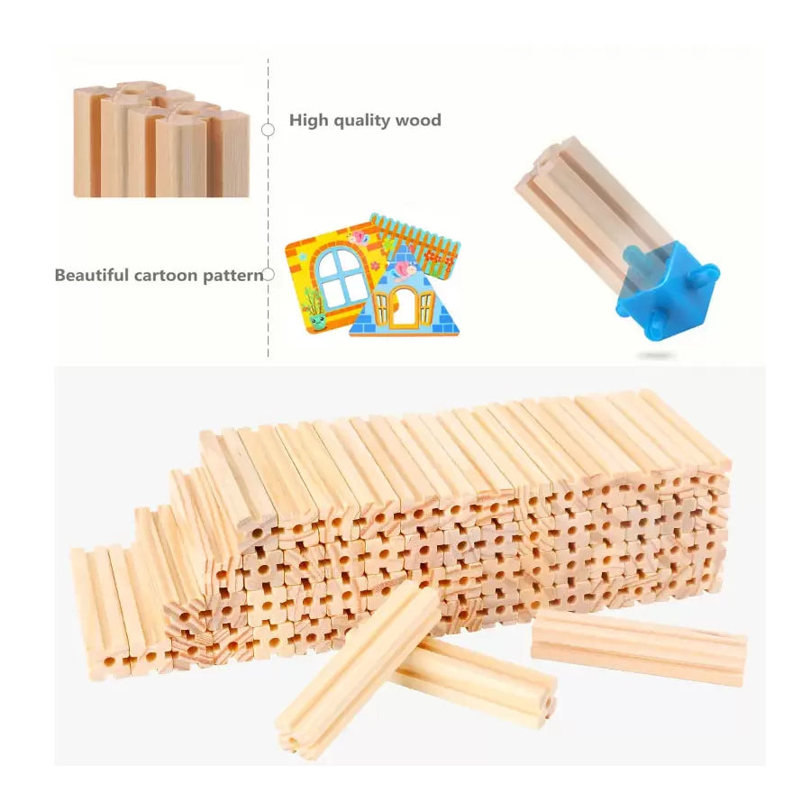 Beilalua Little Architect Wooden Construction Cube Set 268 Pieces