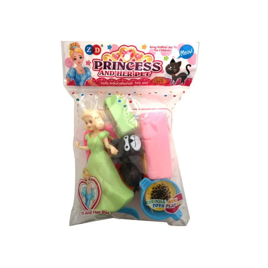 Princess and Kitten Plastic Toy Set, Plastic, 10 Pieces