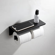 Double Toilet Paper Holder with Phone/Perfume Holder Black GJ603