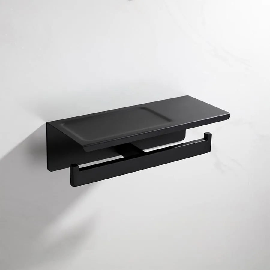Double Toilet Paper Holder with Phone/Perfume Holder Black GJ603
