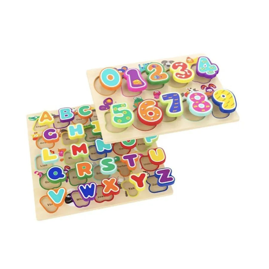 Multicolored Animal and Number Board, 11 Pieces, Wood
