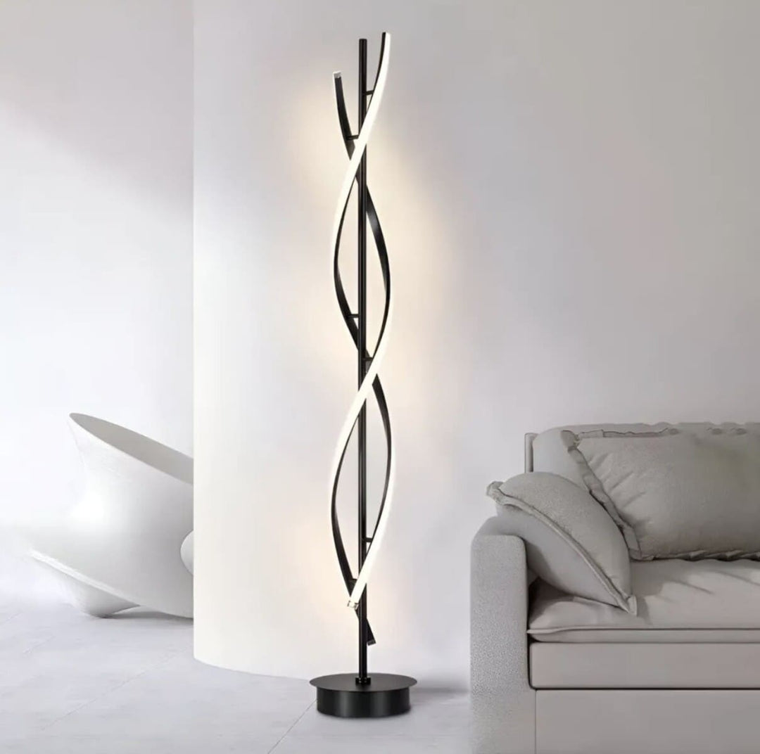black lamp in the living room furnished in an industrial style