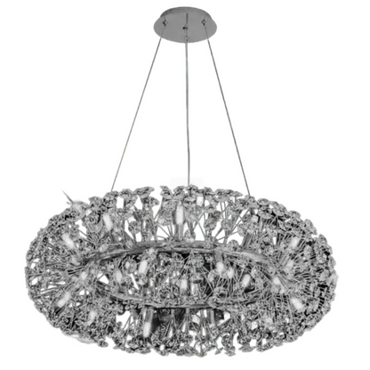 Candelabru Cristal SEGOVIA Magno 5x E14, Diametru 60cm, Argintiu Lucios, Inaltime Reglabila