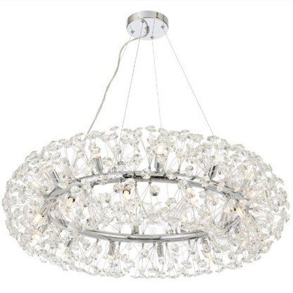 Candelabru Cristal SEGOVIA Magno 5x E14, Diametru 60cm, Argintiu Lucios, Inaltime Reglabila