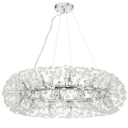 MINUET Crystal Chandelier 12x G9, Diameter 60cm, Shiny Chrome, Adjustable Height