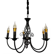 Crystal chandelier pearl, 5xe14, black, adjustable height