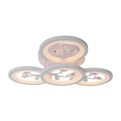 LED chandelier with Daisy remote control, 4 elements, 49w, cold/hot/neutral light, unstable, white with crystal