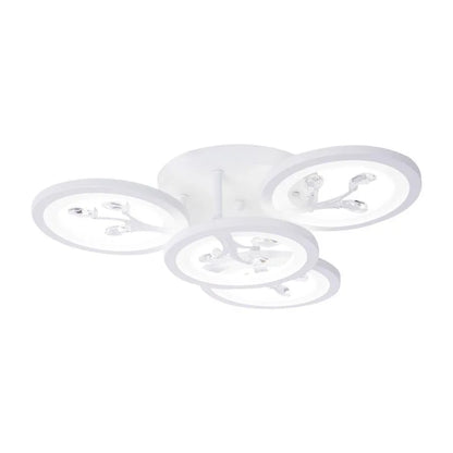 LED chandelier with Daisy remote control, 4 elements, 49w, cold/hot/neutral light, unstable, white with crystal