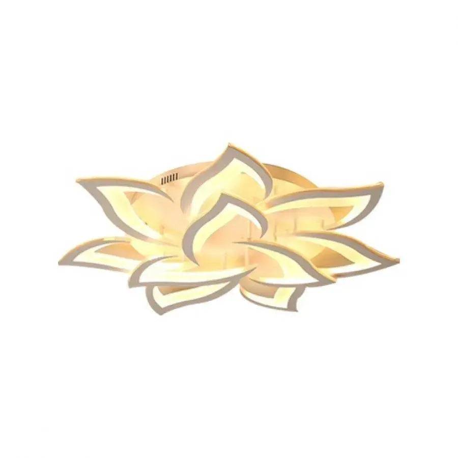 LED chandelier with Lotus remote control, 110W, 9 petals, cold/hot/neutral light, unstable, white